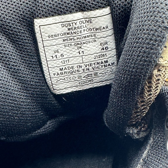 Mens Merrell Hiking Shoes Vibram Flexplate Dusty Olive Size 11.5 - Picture 9 of 11